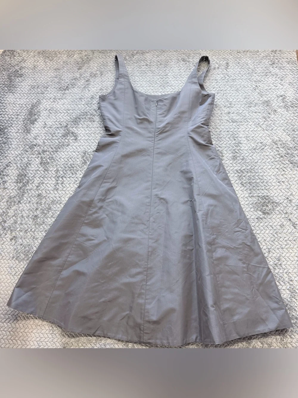Vintage J.Crew 100% Silk A-Line Midi Dress in Slate Gray Size 10